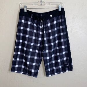Hurley black and white checker board shorts